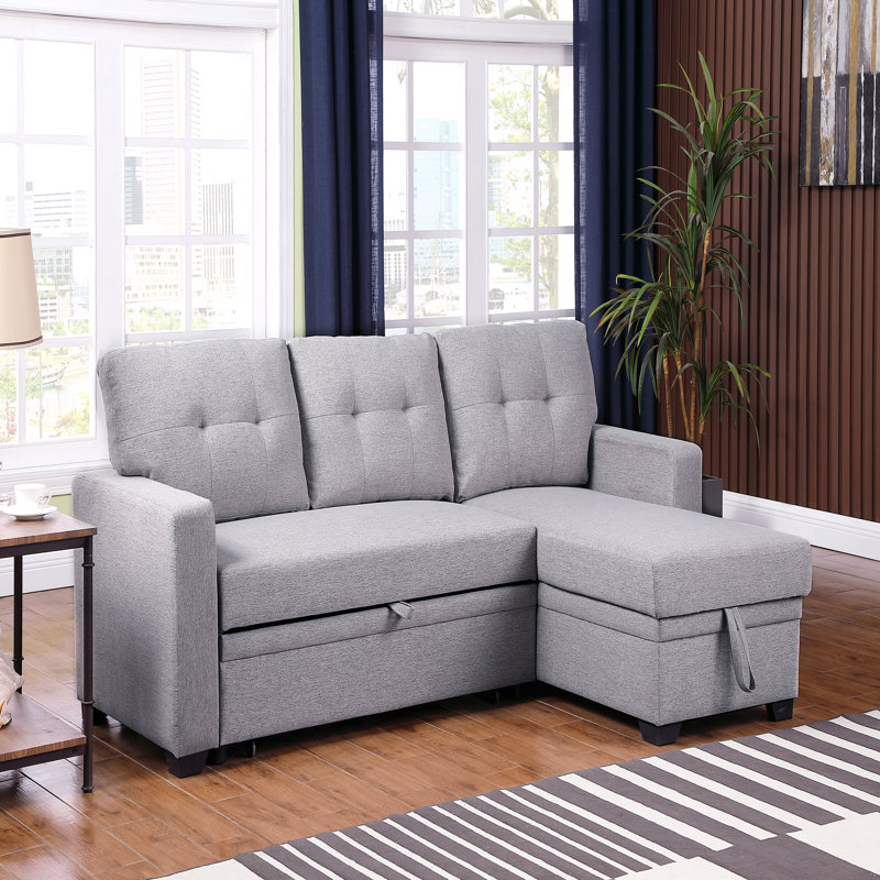 Canapé modulaire rembourré avec méridienne, Gris clair