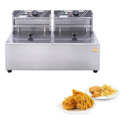 Commercial Electric Deep Fryer Countertop Deep Fryer Dual Detachable Tanks