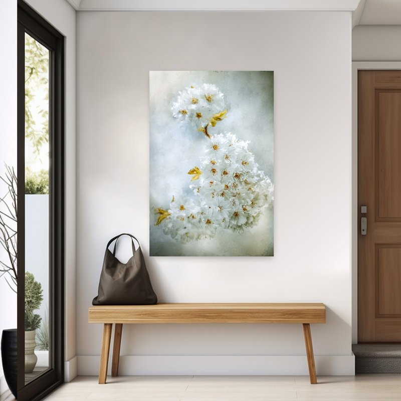 «Delicate White Blossoms Delicate Dreamy Elegant Cherry Flower Nature», art mural, H 60 po x l 40 po