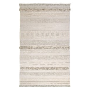 Handgefertigter Flachgewebe-Teppich aus Baumwolle in Natur