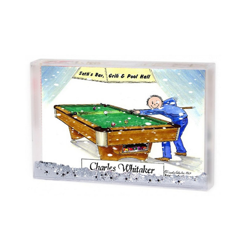 Personalized Billiards, Pool Player - Male Snow Globe Frame Gift  6" x 4", 2.5" H x 3.75" W x 1" D, Yes