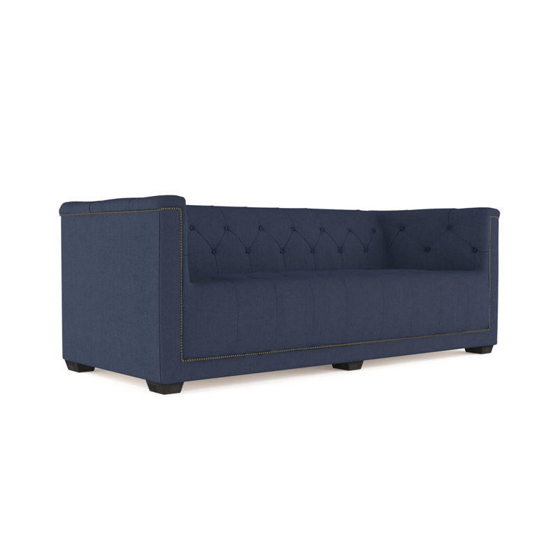 Velvet Sofa, Chocolate Genuine Leather, 84"