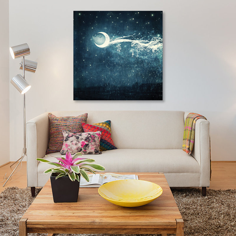«Moonriver», impression sur toile, H 18 po x l 18 po x P 1,5 po, Toile tendue, Pas de tapis