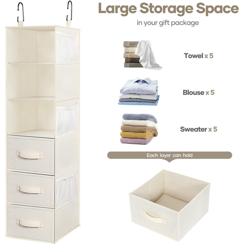 Rangement suspendu en tissu Lyun, Beige