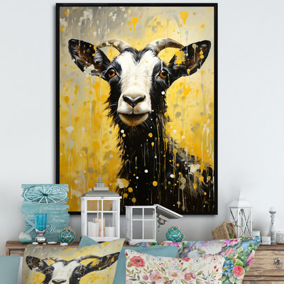Portrait de chèvre jaune Popart I sur toile