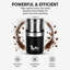 Moulin à café électrique Ttak Houseware avec tasse amovible 200w Puissant moteur en acier inoxydable Lames en acier inoxydable Bol amovible à grains multiples, moulin à herbes, moulin à épices