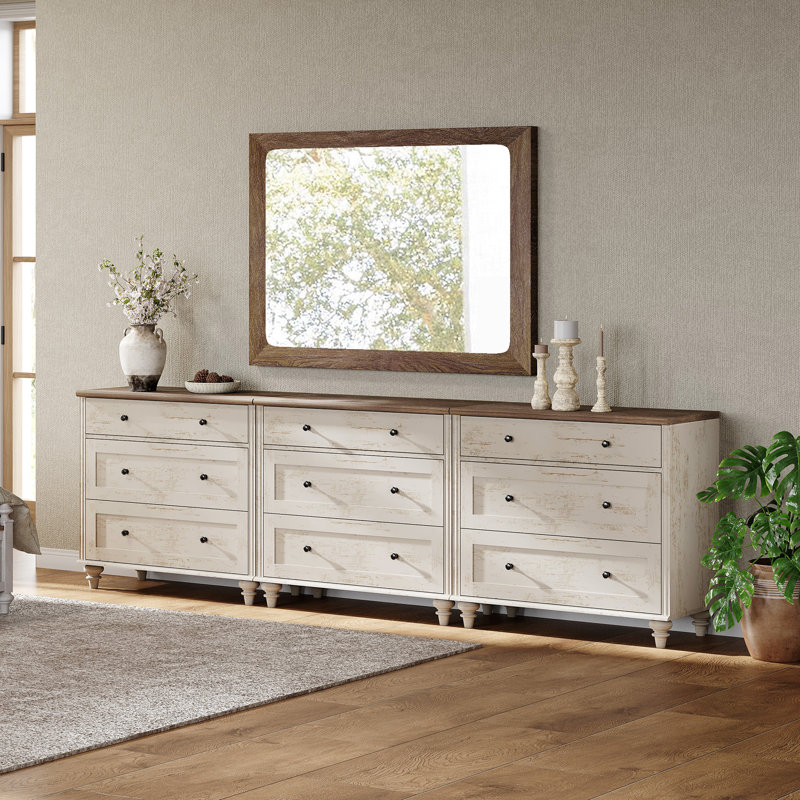 Commodes à 9 tiroirs avec pieds en bois massif