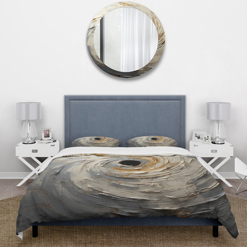 Ensemble de housse de couette gris et or Mystical Spirals - Abstract Spirals