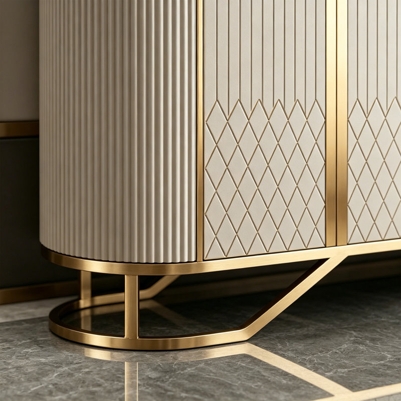 Buffet multifonctionnel de style italien, H 35,43 po x l 59,06 po x P 15,75 po, Beige