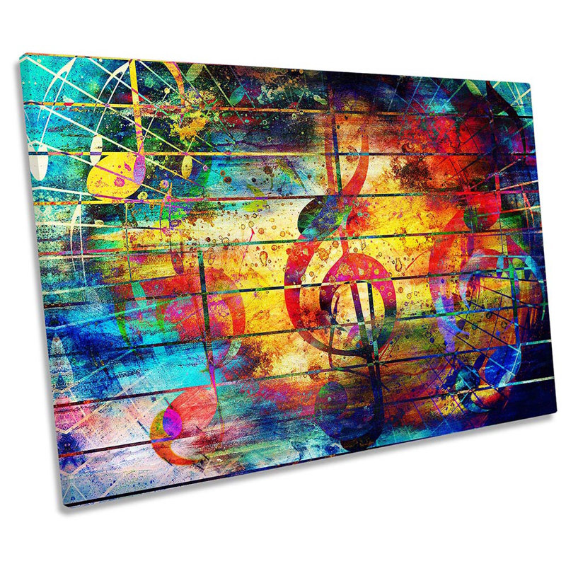 Grunge Music Note Musical - Wrapped Canvas Print, 30.5cm H x 45.7cm W x 2cm D