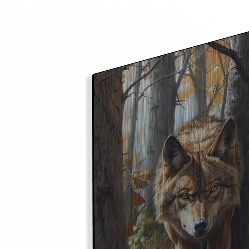  «Loup dans la forêt» par Momart, art mural en métal, 16 po x 24 po, H 24 po x l 16 po