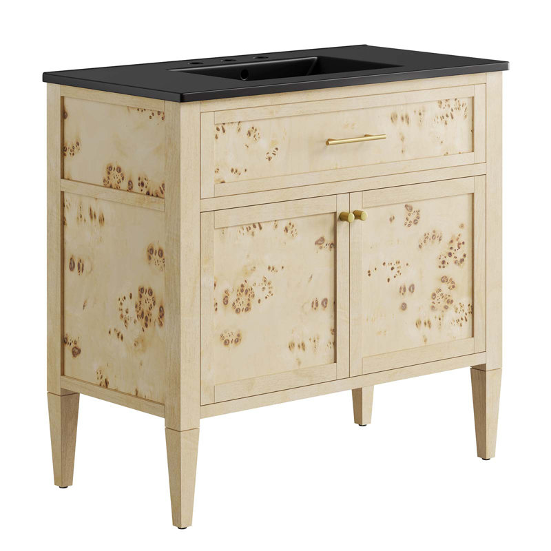 Modway Elysian 36'' Free Standing Single Bathroom Vanity with Manufactured Wood Top, Burl, Black