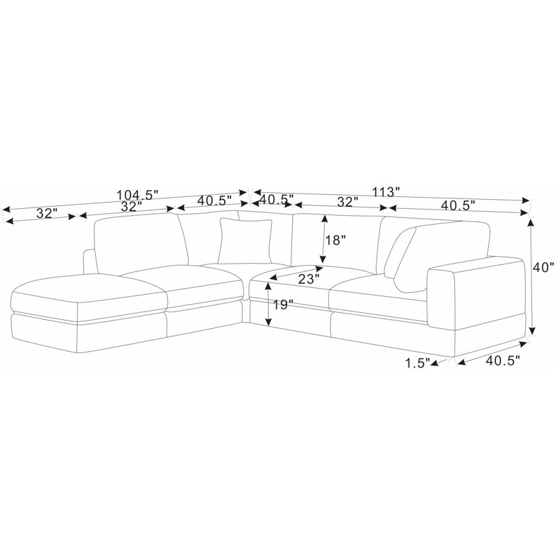 Cloud Haven Modular Sectional, Cream Corduroy