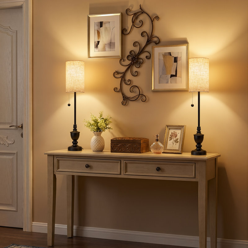 Ensemble de 28 lampes de table 28 po en résine noire pour salon, entrée et chambre à coucher