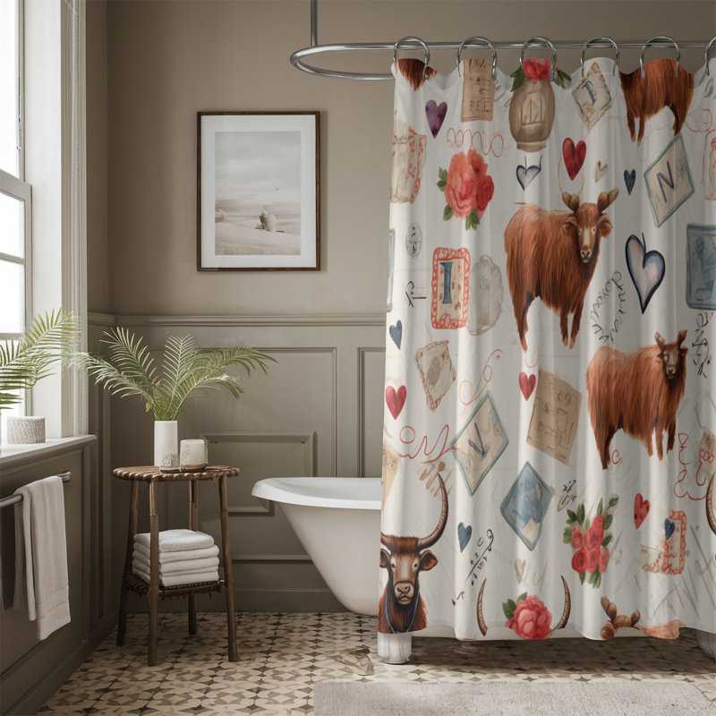 Cow Love - Rideau de douche Premium, H 74 po x l 71 po