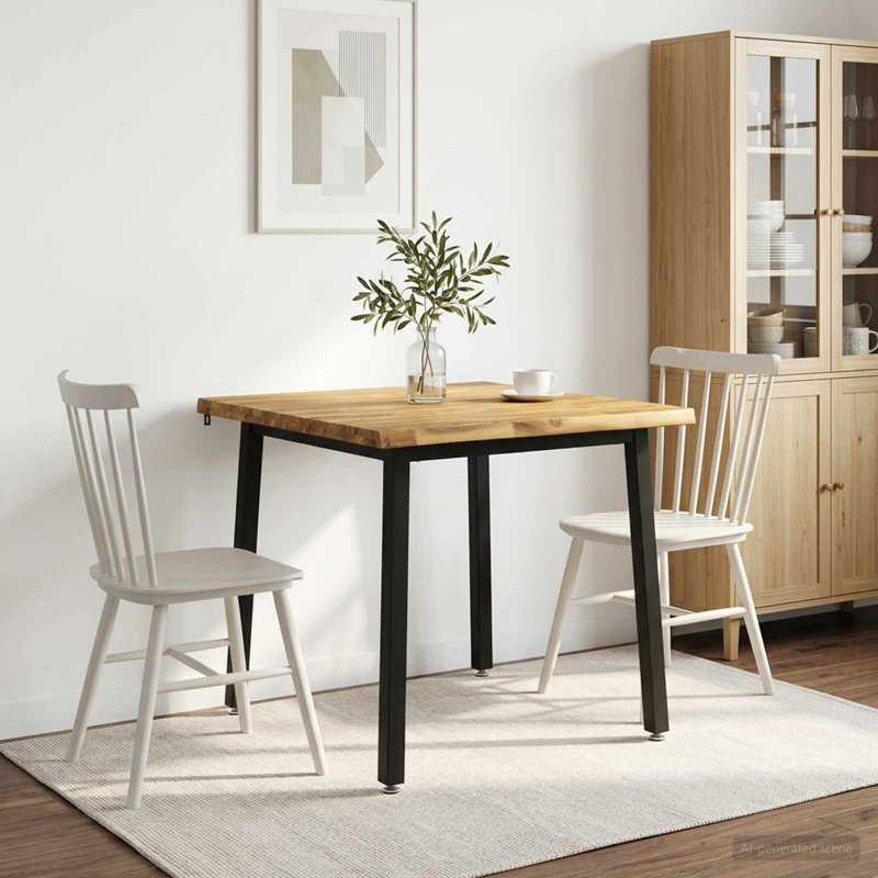 Acacia Dining Table, 75cm H x 90cm W x 90cm D, White / Black