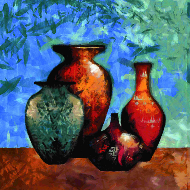 " New Painted Pots " Painting Print, 36" H x 36" W  