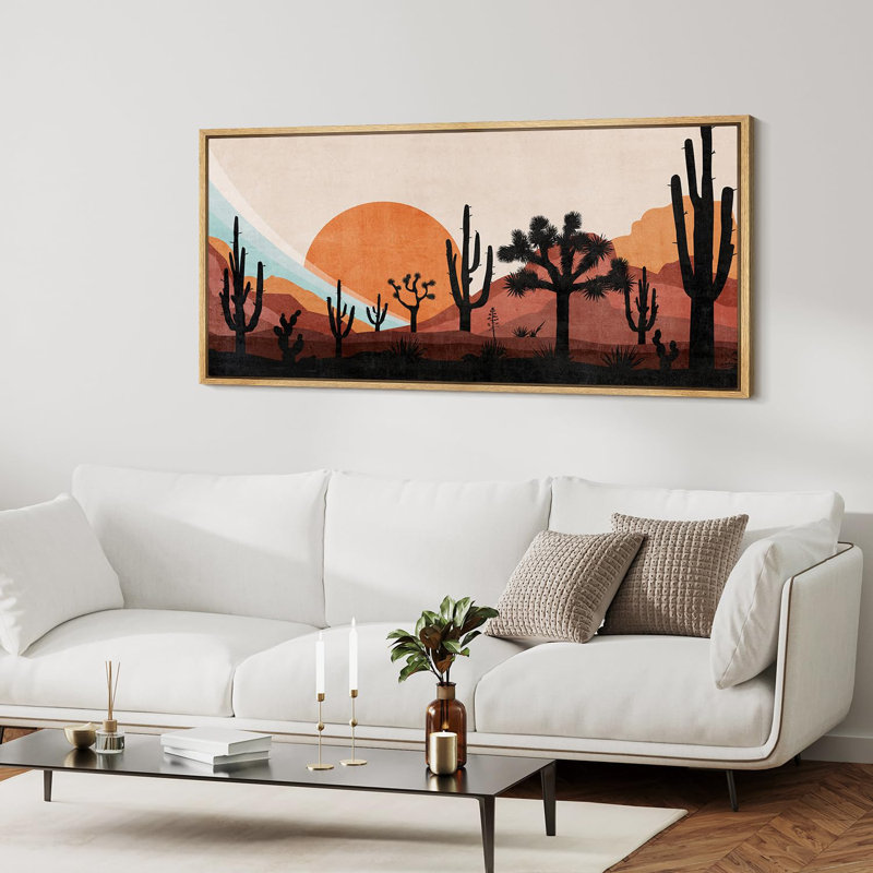 Cactus Desert Western Desert Sunset avec Cactus, Naturel, H 30 po x l 60 po