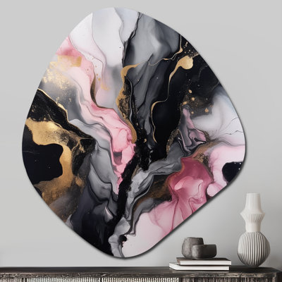 Harker - Irregular Shape Abstract Marble Metal Wall Decor, Asymmetrical Metal Wall Sculpture Print