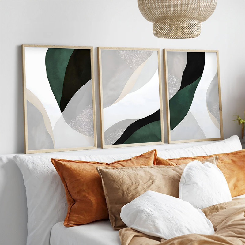 Élégantes peintures décoratives en panneau de fibres à densité moyenne (3 pièces), cadre en bois massif, 8 po x 12 po | Art 100% MDF avec une épaisseur de 0,12 pouce | Parfait pour le salon, la chambre à coucher et le bureau, design élégant et contemporain