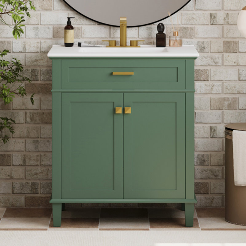 30-Inch Bathroom Vanity With Ceramic Basin,  Soft Close Door And Adjustable Shelves