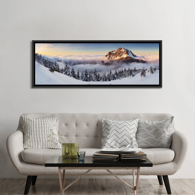 «Golden Peak», impression sur toile, H 24 po x l 72 po x P 1,5 po, Cadre noir
