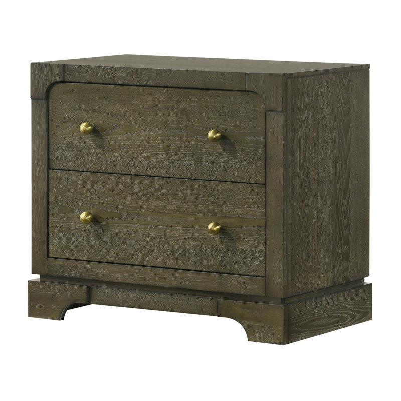 2-Drawer Nightstand Bedside Table Dark Cocoa