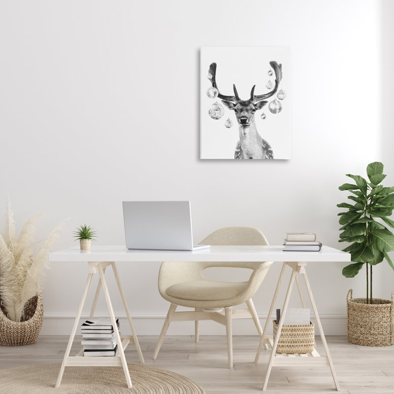 Art mural sur toile Disco Balls & Fawn par Victoria Barnes, H 40 po x l 30 po x P 1,5 po