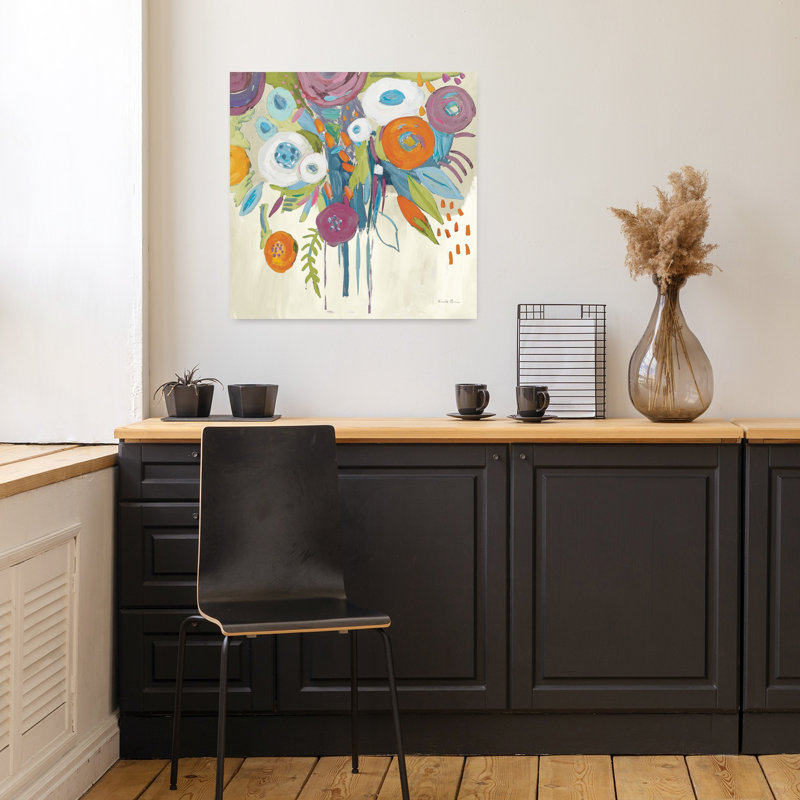 Automne magique de minuit contemporain avec art abstrait bleu, H 18 po x l 18 po