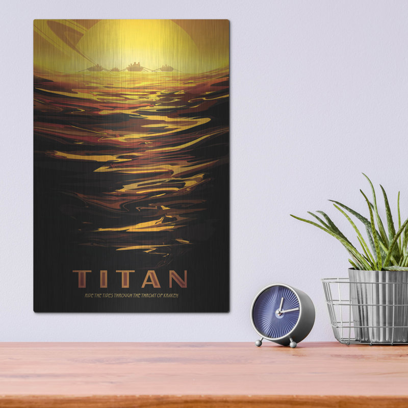 Luxe Métal Art «Visions Of The Futur Titan», «Meta» Visions Of The Futur Titan, par la NASA, H 16 po x l 12 po