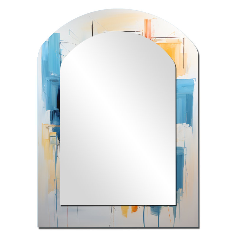 Laundry Abstract Reflections II - Laundry Asymmetrical Decorative Mirror, Modern Freeform Large Wall Mirror, Printed Metal Art