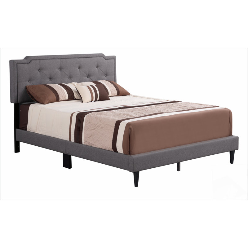 Upholstered Bed Frame With Button Tufted Headboard