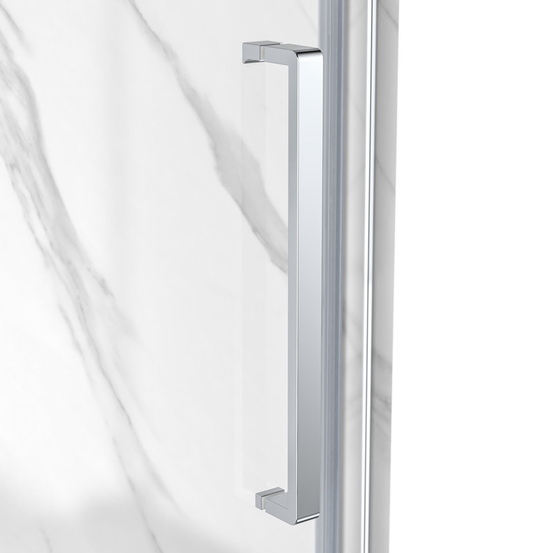 36'' W x 79'' H Chrome Neo-Angle Shower Kit with Marble Finish