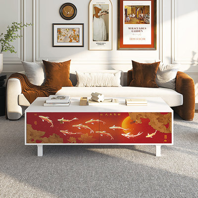 Table basse avec rangement peint français rétro