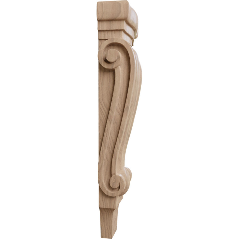 Corbeau moyen en bois de pilastre traditionnel, Acajou