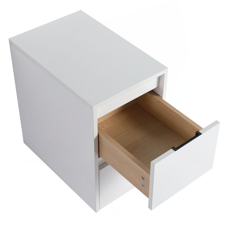 12" Bathroom Side Cabinet, 2-Soft Close Drawer, Float Mounting Design, Glossy White, 18.88" H x 17.94" W x 11.81" D