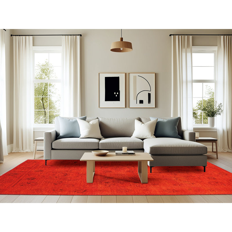 Tapis de style oriental rouge, Rectangle 6 pi x 9 pi