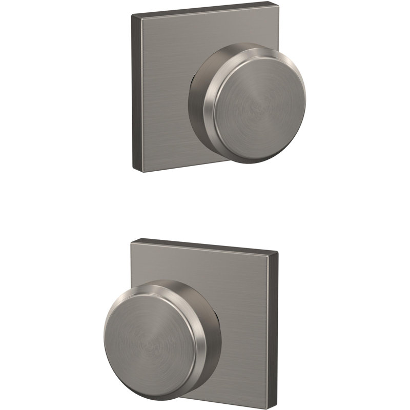 Bowery Double Dummy Knob with Collins Trim, Satin Nickel