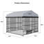 Grand chenil d'extérieur pour chien avec couvercle de toit, enclos en métal durable pour un refuge pour animaux sécuritaire et confortable