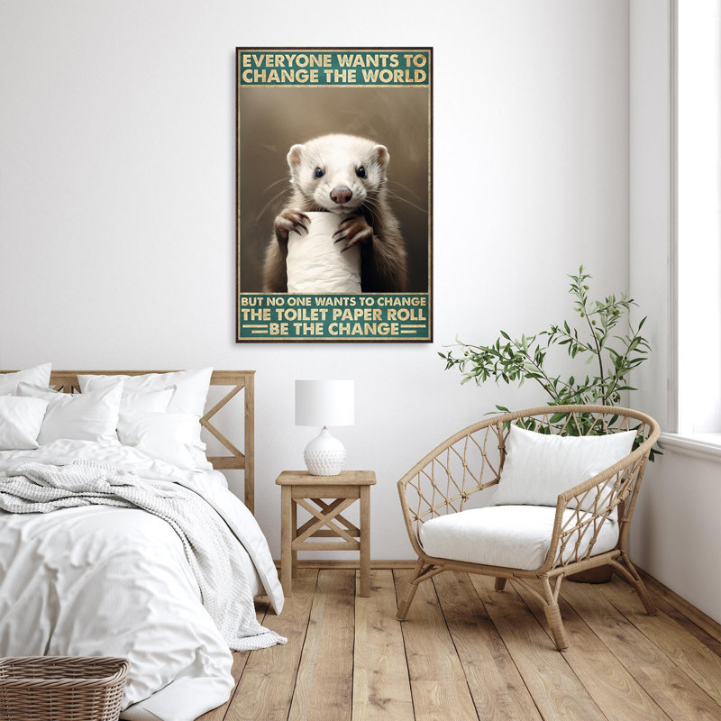 Loutre le rouleau de papier hygiénique - 1 pièce, impression sur toile tendue, H 36 po x l 24 po x P 1,25 po