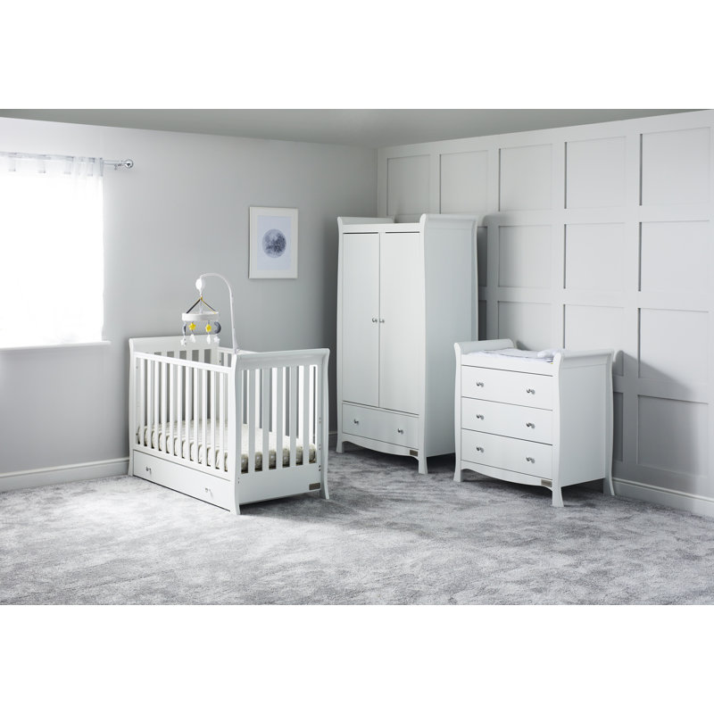 Snowdon 4 in 1 Mini 2 Piece Furniture Set - White, 1 Crib, 1 Changing Table, 1 Armoire