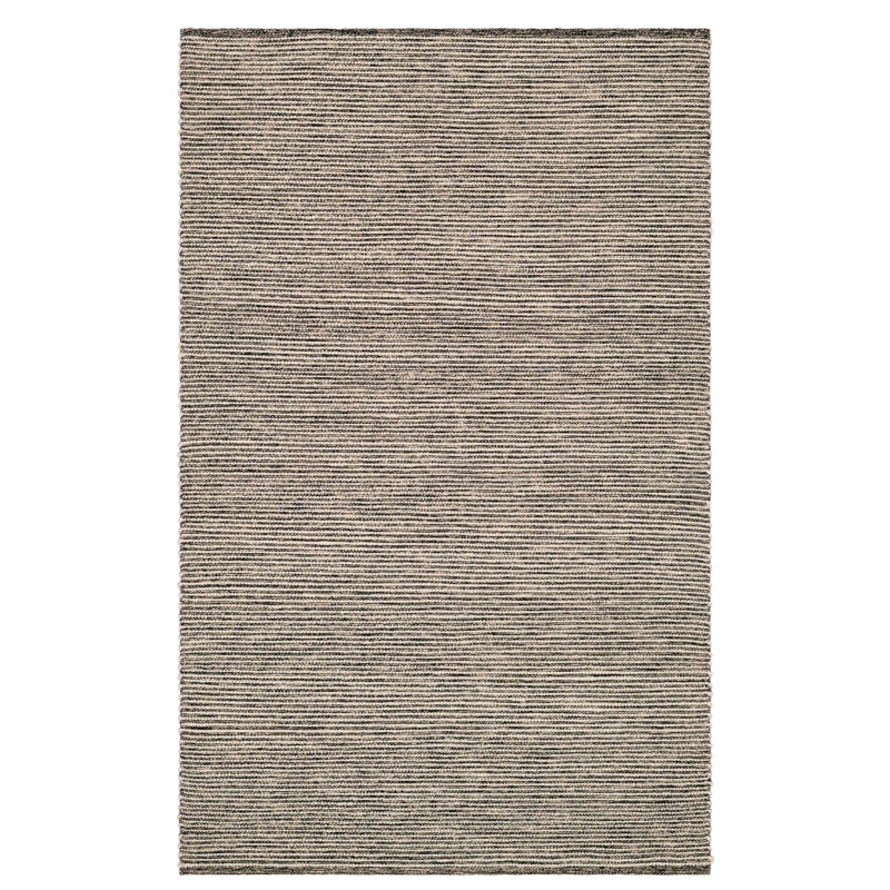 Mixed Stripe Black/Ivory Handwoven Rug, Rectangle 4' x 6'