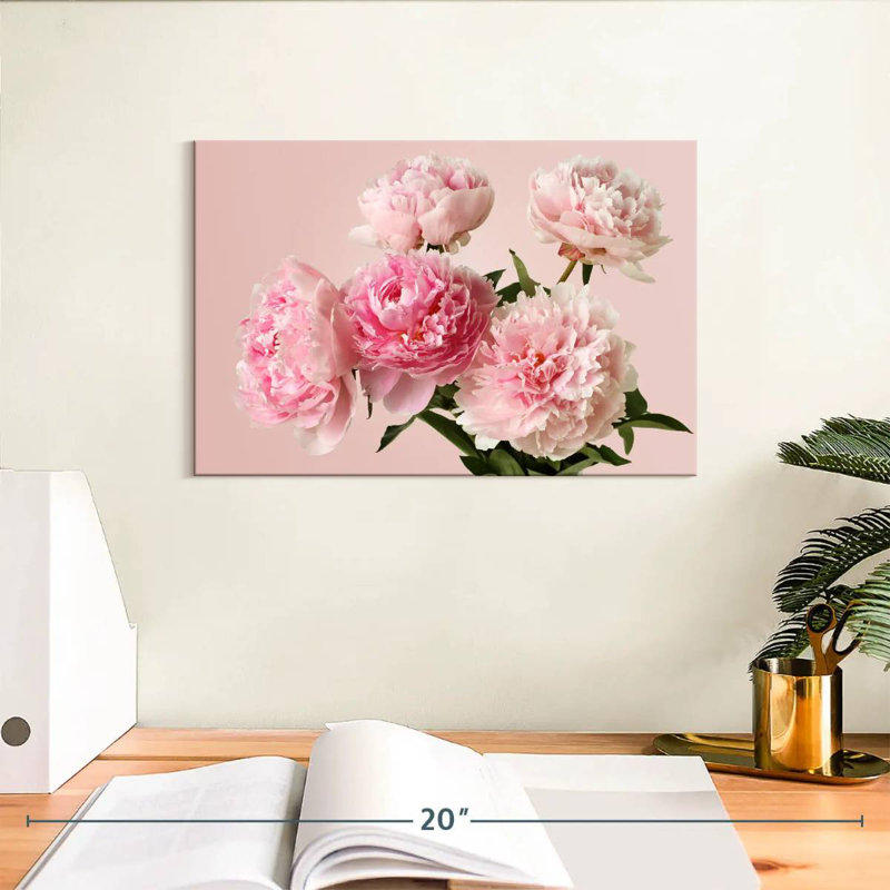 Bouquet de pivoines roses, H 8 po x l 12 po