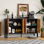 Armoire de rangement rétro en bois avec motifs géométriques