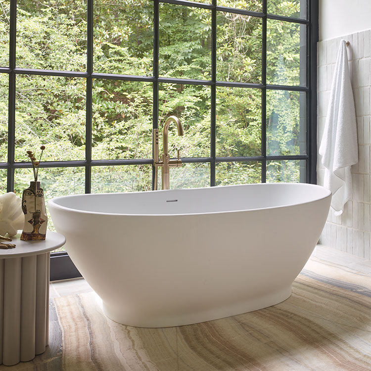 MTI Elise 66" Freestanding Soaking Bathtub, Biscuit
