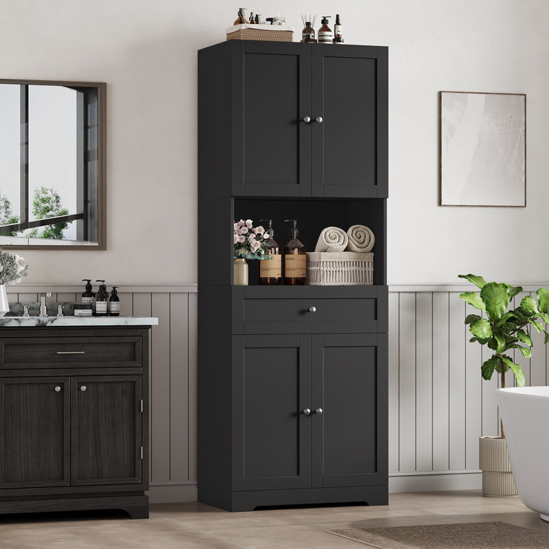 67.5" H Freestanding Bathroom Cabinet, Black