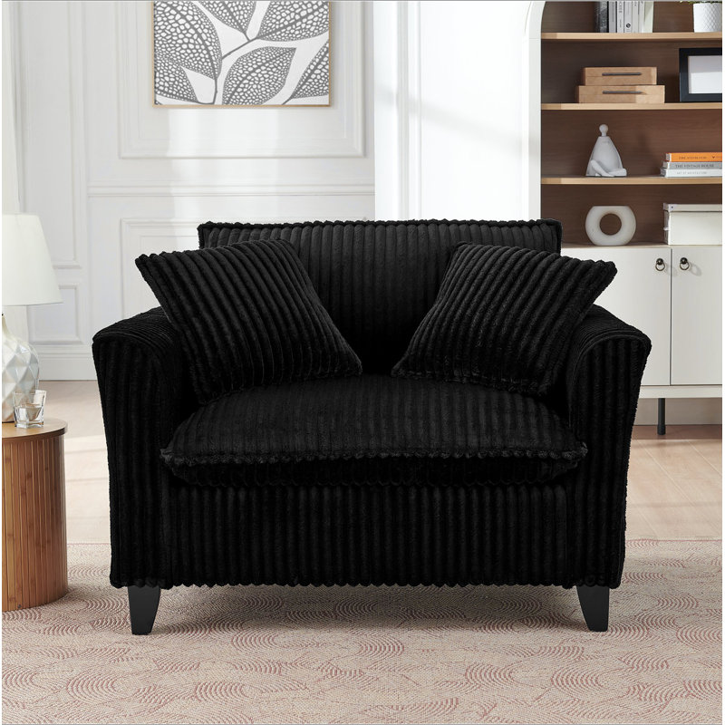 Fauteuil Lazy, fauteuil confortable pour une personne, avec dossier et coussin de siège moelleux, avec accoudoirs des deux côtés, convenant au salon et à la chambre à coucher - noir
