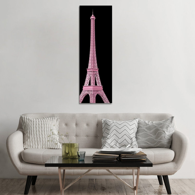 Pink Paris I 1 Piece Wrapped Canvas Panoramic Wall Art, 152.4 cm H x 50.8 cm W x 3.175 cm D