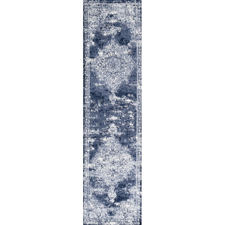 Pruden Ornate Medallion Modern Navy/Ivory Rug