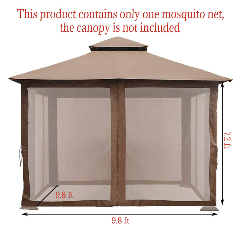 Mosquito Screen Netting With Zipper for Wood Framed Gazebos